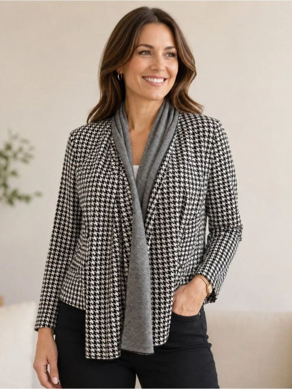 CAbi Dream Girls Houndstooth Blazer #3904 Size Small